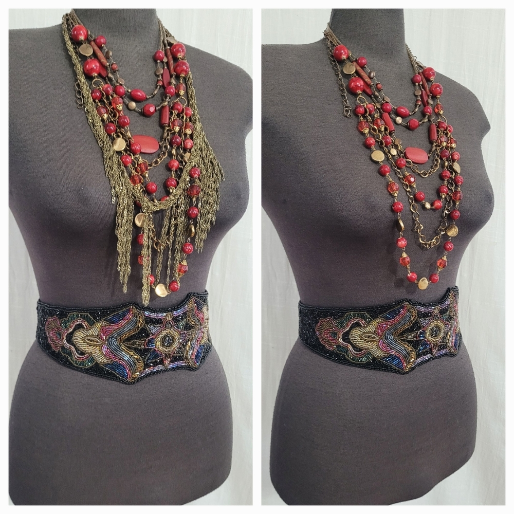 Elegant Beaded Black Waist Belt - Picture 12 of 12